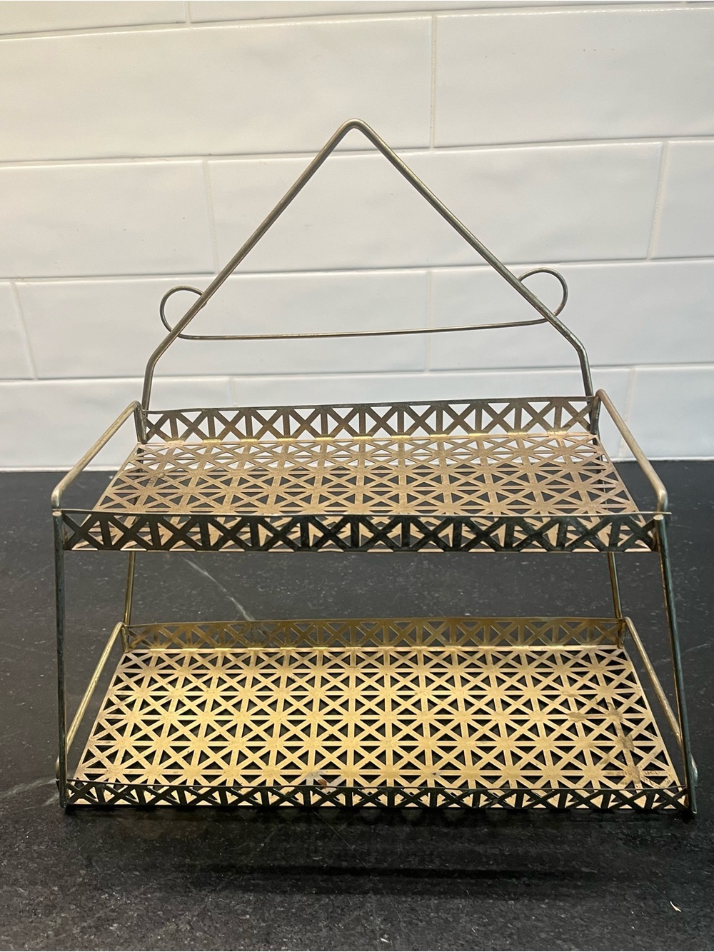 Vintage Mid Century Gold- tone metal shelf